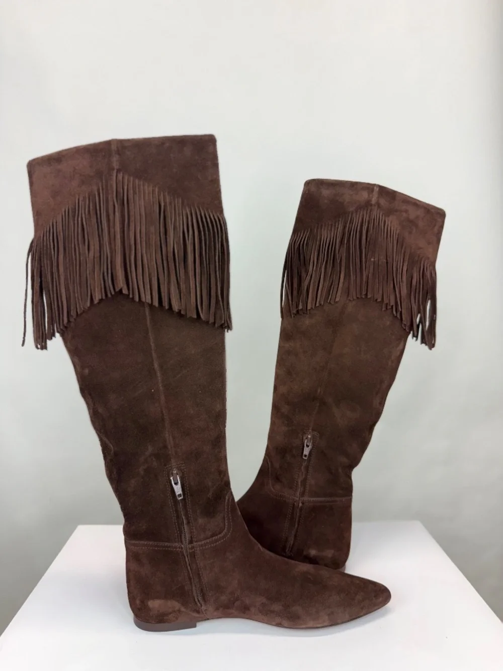New Polo Ralph Lauren Fringe-Trim Suede Boot Knee High Sz 7